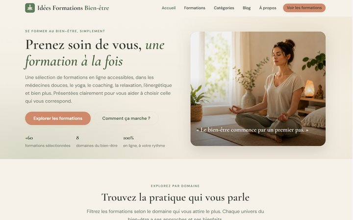 Aperçu du site Idées Formations Bien-Être